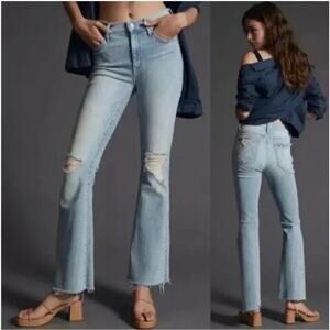 Mother The Weekender Fray Flared Jeans Dreamer Blue Denim Stretch USA Size 27